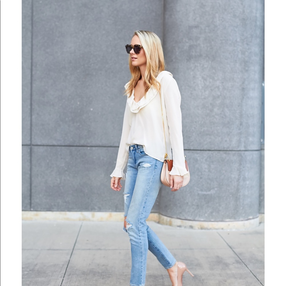 Anine Bing Nude Ruffled Blouse